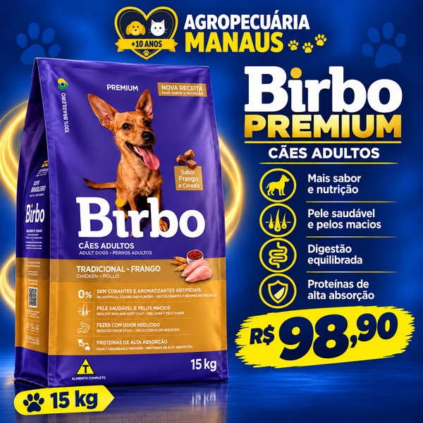 Ração Birbo Premium Cães Adultos 15 kg