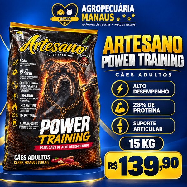 Ração Artesano Super Premium Power Training 15 kg