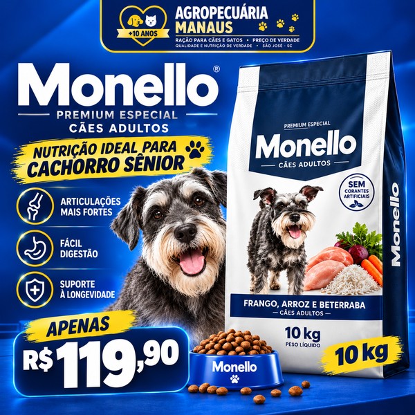 Ração Monello Premium Especial Cães Sênior 10 kg