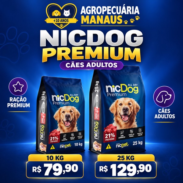 Ração NicDog Premium Cães Adultos 10 kg